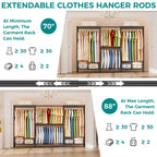 Heavy Duty Portable Closet Metal Clothes Racks Wardrobe with Shelf