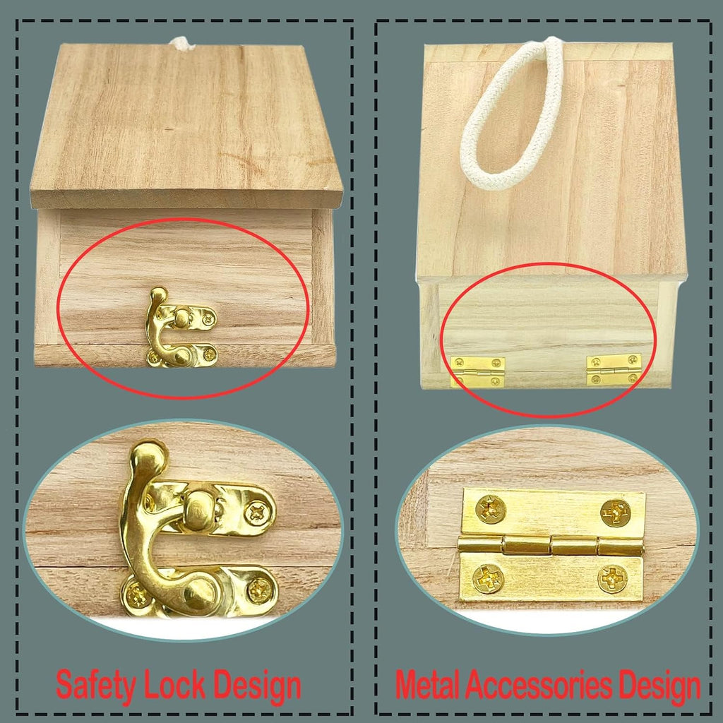 Wooden Bird House, Hanging Birdhouse for Outside, Garden Patio Decorative Nest Box Bird House for Robin Budgie