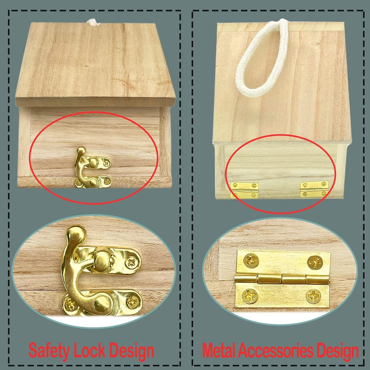 Wooden Bird House, Hanging Birdhouse for Outside, Garden Patio Decorative Nest Box Bird House for Robin Budgie