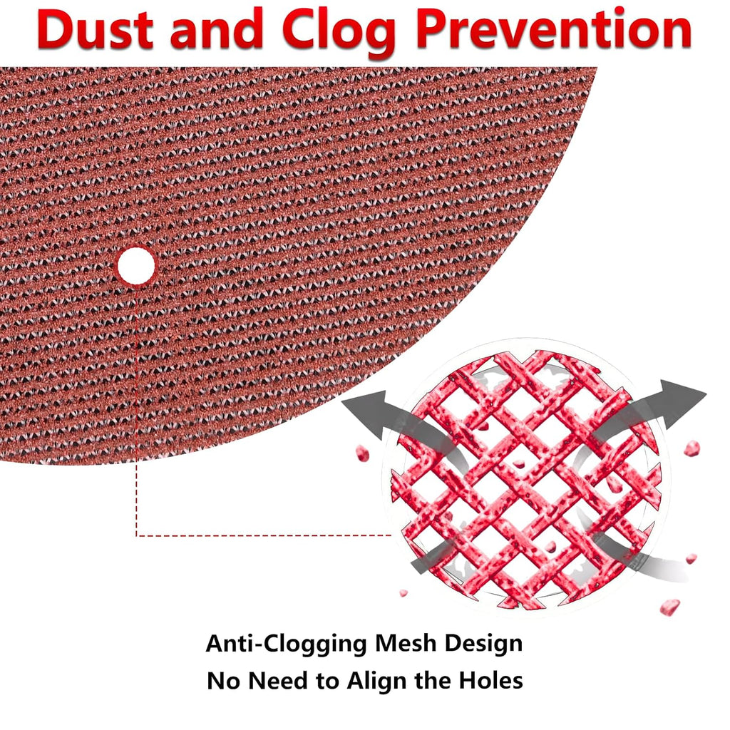 50 Pcs 5 Inch Mesh Sanding Disc for Random Orbital Sander 400 Grit