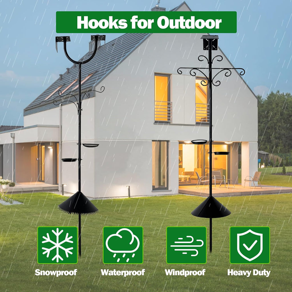 92 Inch Squirrel Proof Bird Feeder Pole, Heavy Duty Bird Feeder Stand, Adjustable Double Shepherds Hooks for Outdoor
