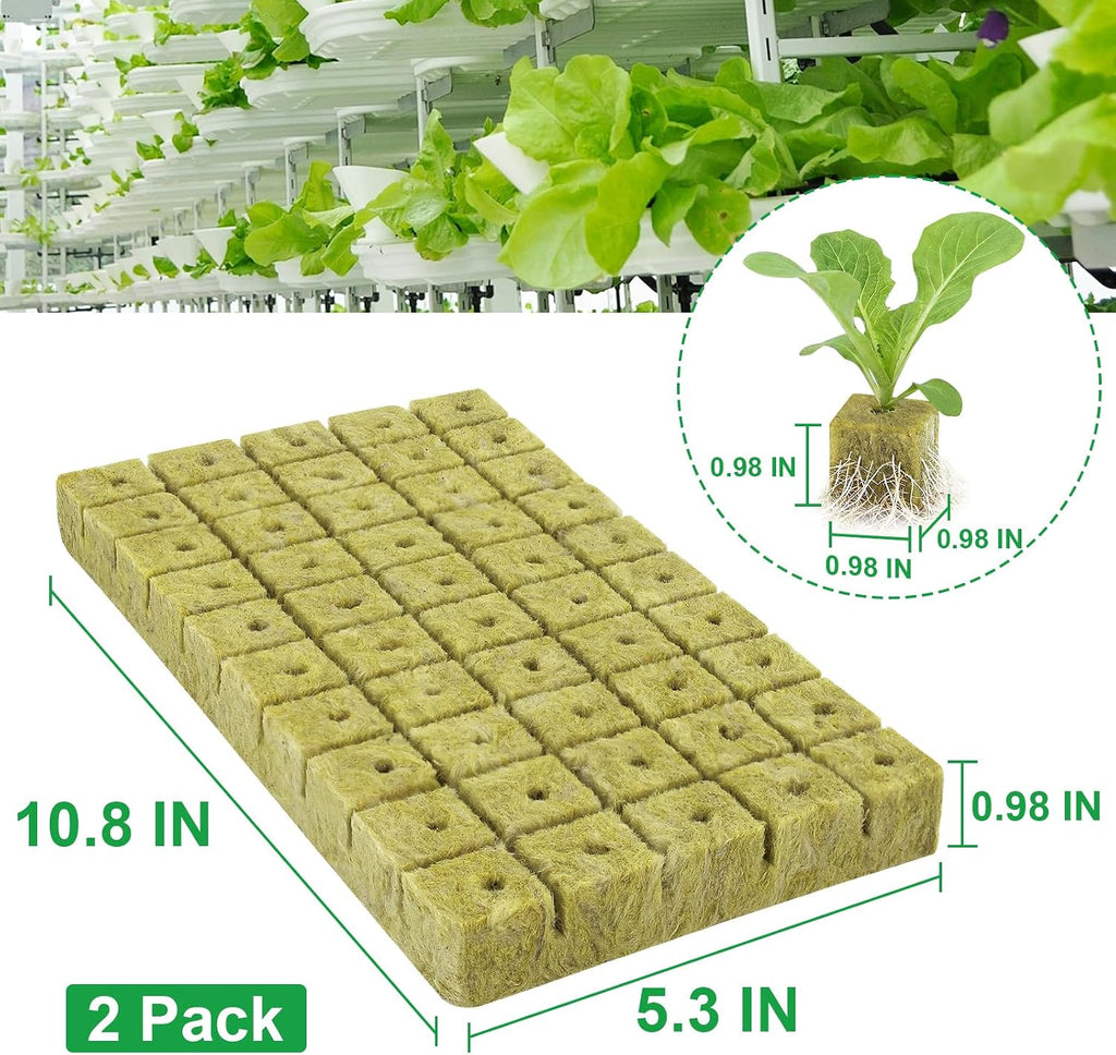 Rockwool Cubes 1 Inch – 100 Pack Premium Rock Wool Planting Cubes for Hydroponics, Seed Starting, Cloning & Cuttings