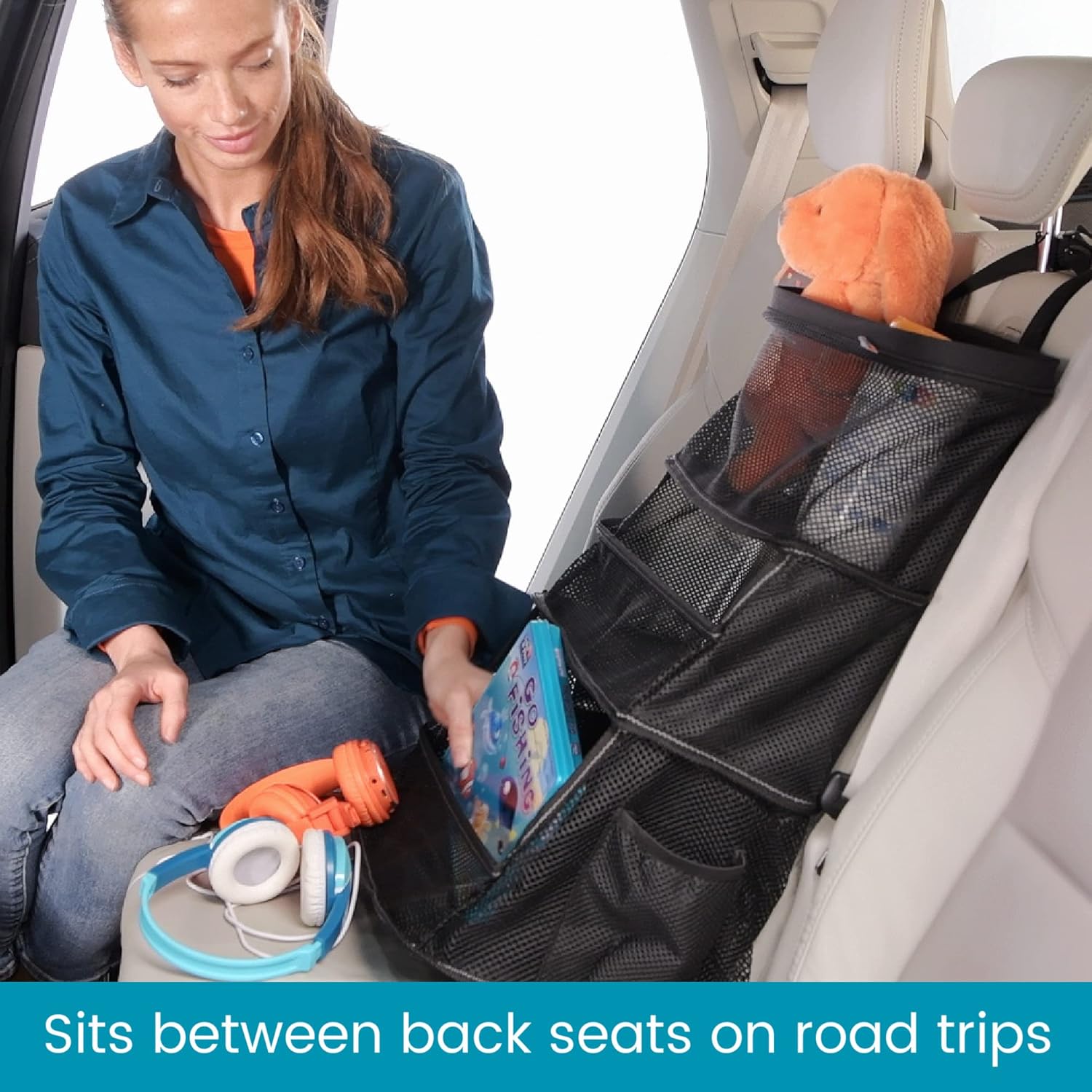 Multipurpose Car Storage Organizer with Mesh Bins - SUV Trunk Organizer, Passenger Seat Organizer or Back Seat