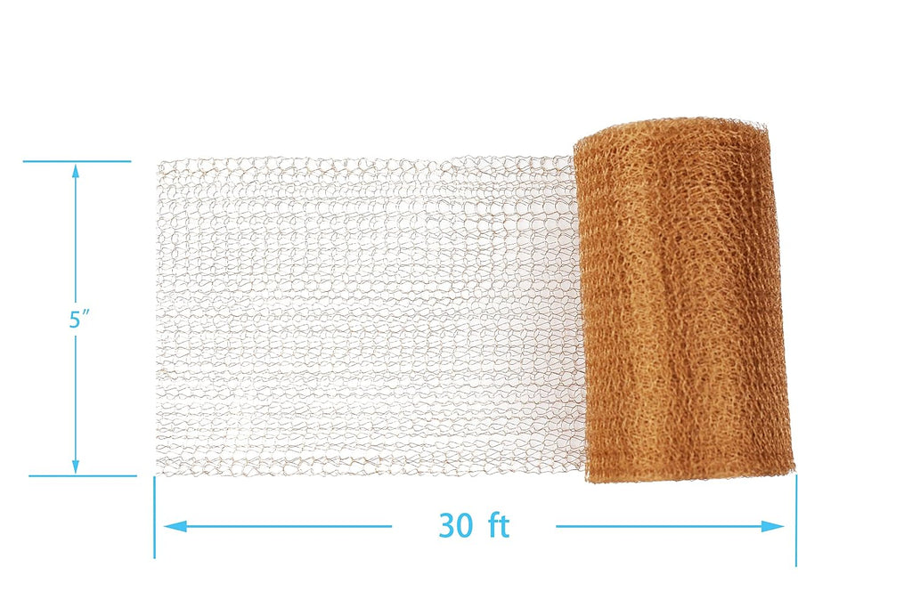 Copper Mesh - 5 Inches x 30 ft, 100% Pure Copper, Durable Fill Fabric for Hole Blocking, Flexible and Strechy