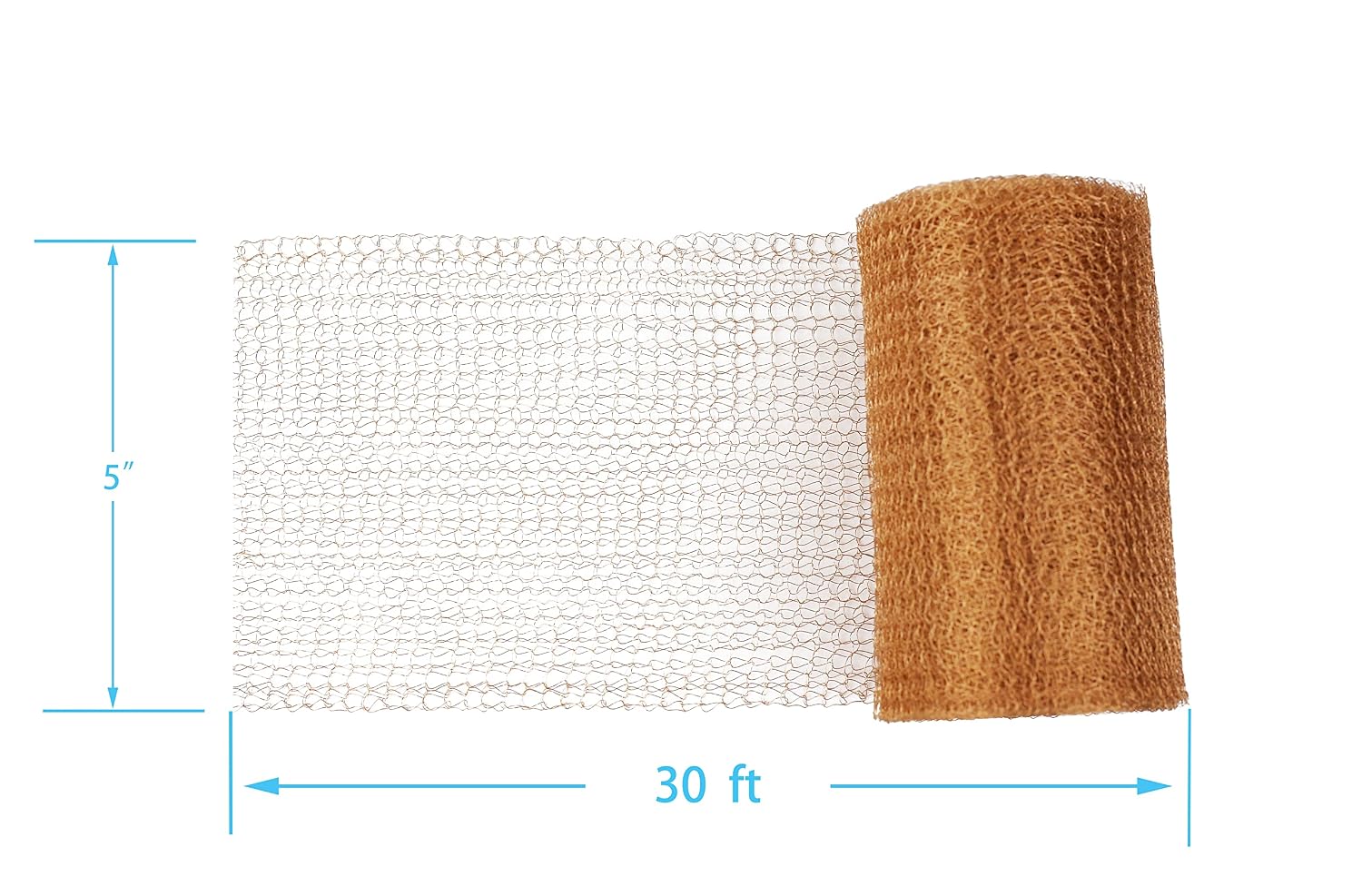 Copper Mesh - 5 Inches x 30 ft, 100% Pure Copper, Durable Fill Fabric for Hole Blocking, Flexible and Strechy