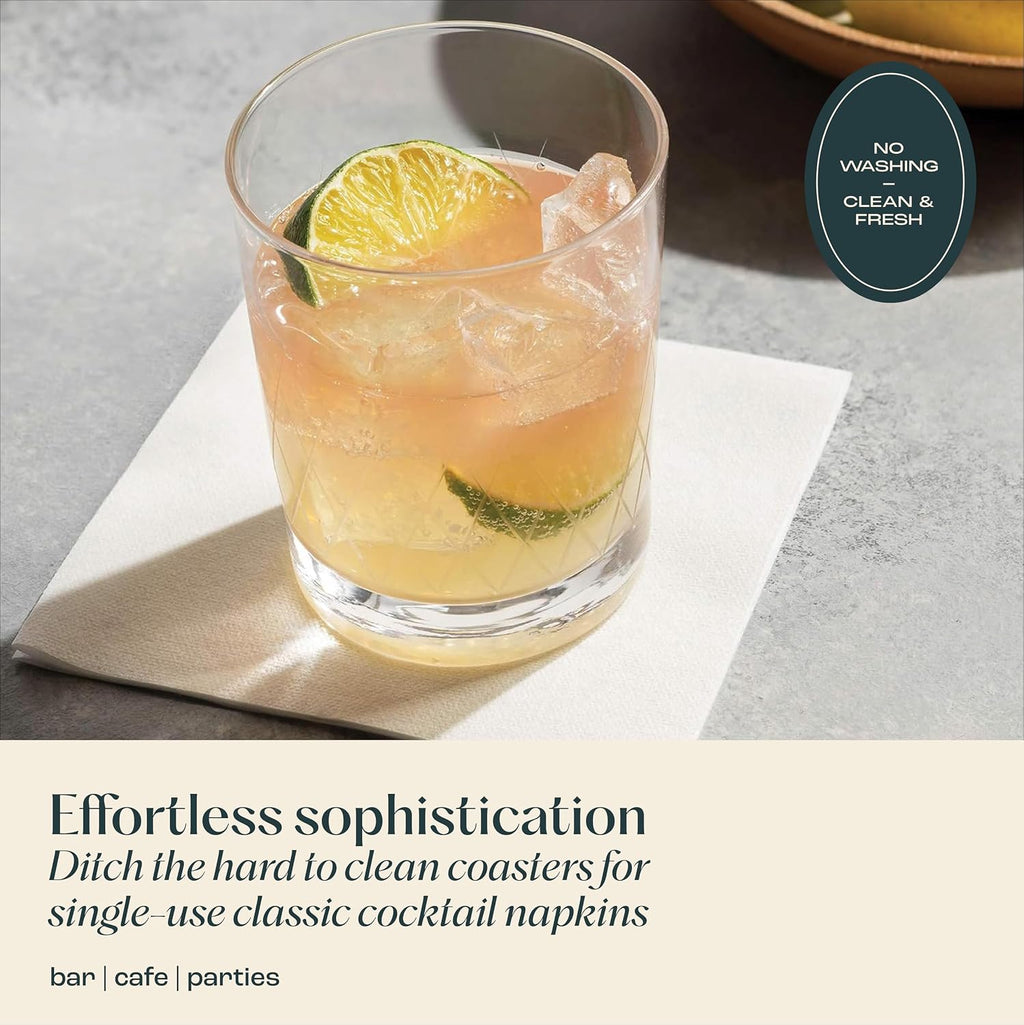 200 Linen-Feel Beverage Napkins - Disposable Cocktail Napkins, Made In USA - Soft & Absorbant Elelgant Paper Napkins