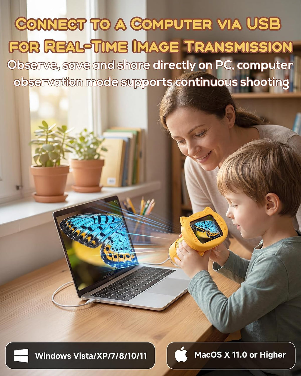 1000X Digital Microscope for Kids Handheld, 4K 2.4" IPS Screen Portable Mini Pocket Microscope 2MP Camera, STEM