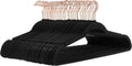 Slim Velvet Non-Slip Space Saving Suit Clothes Hangers for Closet Organization, Black/Rose Gold, 50-Pack