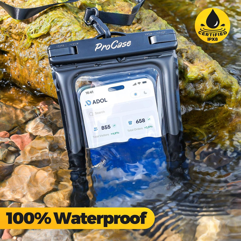 2 Pack Floating Waterproof Phone Pouch, IPX8 Dry Bag for 7" Phones | Fits iPhone 17/16/15/14, Galaxy S24/S23 & Pixel