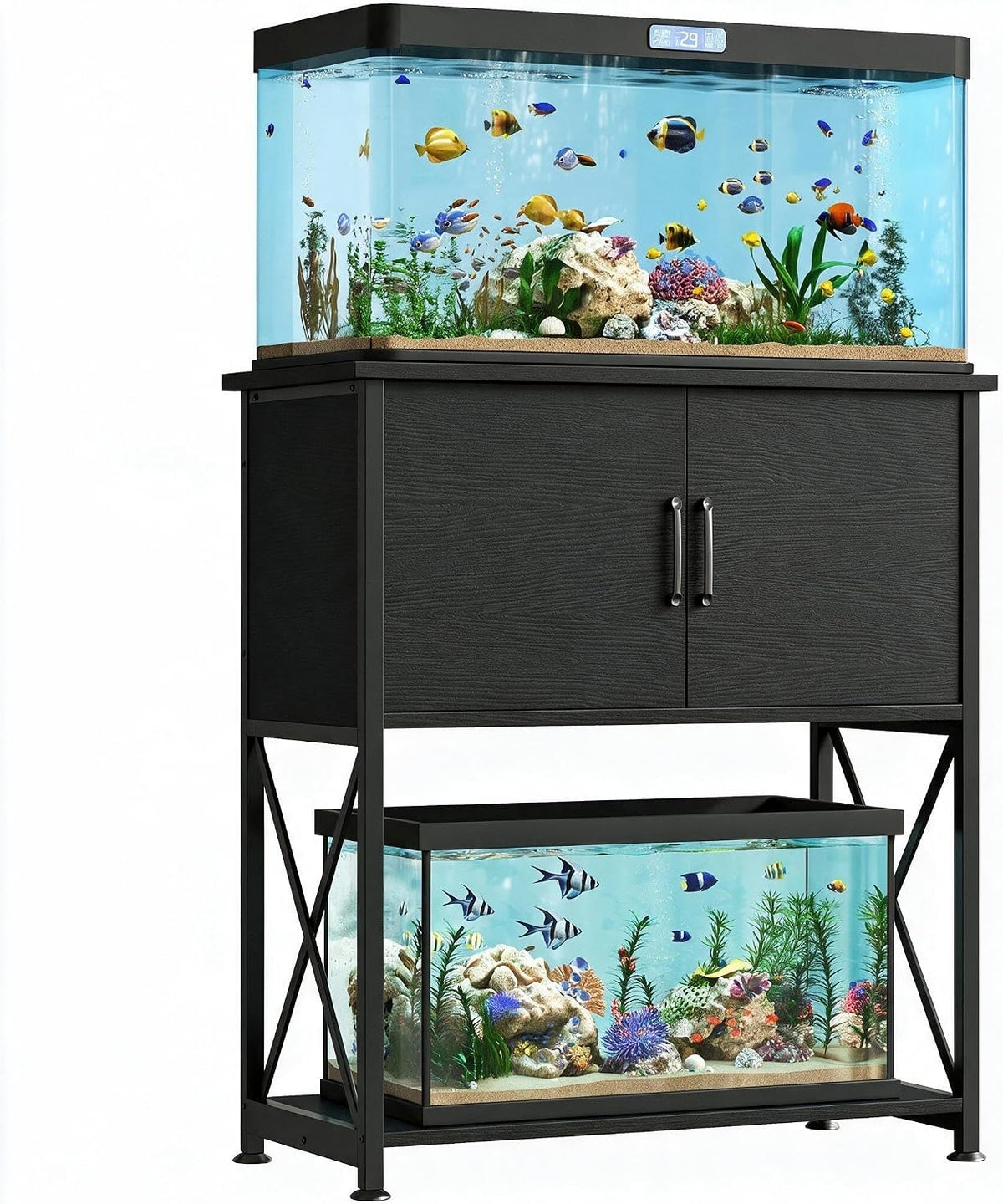20-29 Gallon Aquarium Stand Metal Frame Fish Tank Stand with Cabinet Storage, for 20 Gallon Long Aquarium,30.7"
