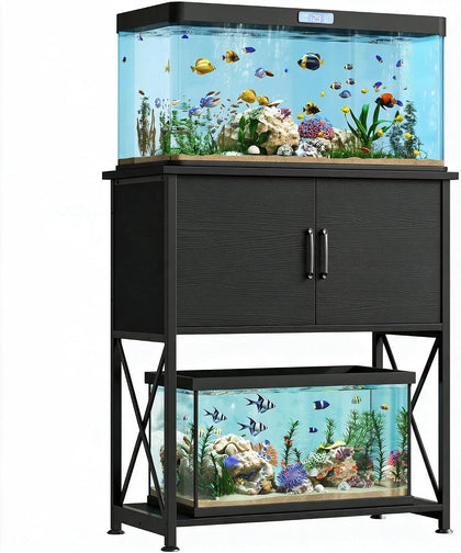 20-29 Gallon Aquarium Stand Metal Frame Fish Tank Stand with Cabinet Storage, for 20 Gallon Long Aquarium,30.7"