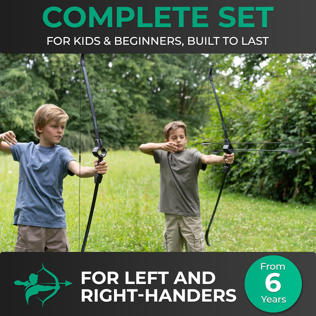 Bow and Arrow for Kids Ages 6+ | Beginner Archery Set with Aim Guide, 6 Carbon Hybrid Arrows & 3 Targets | 3-Piece