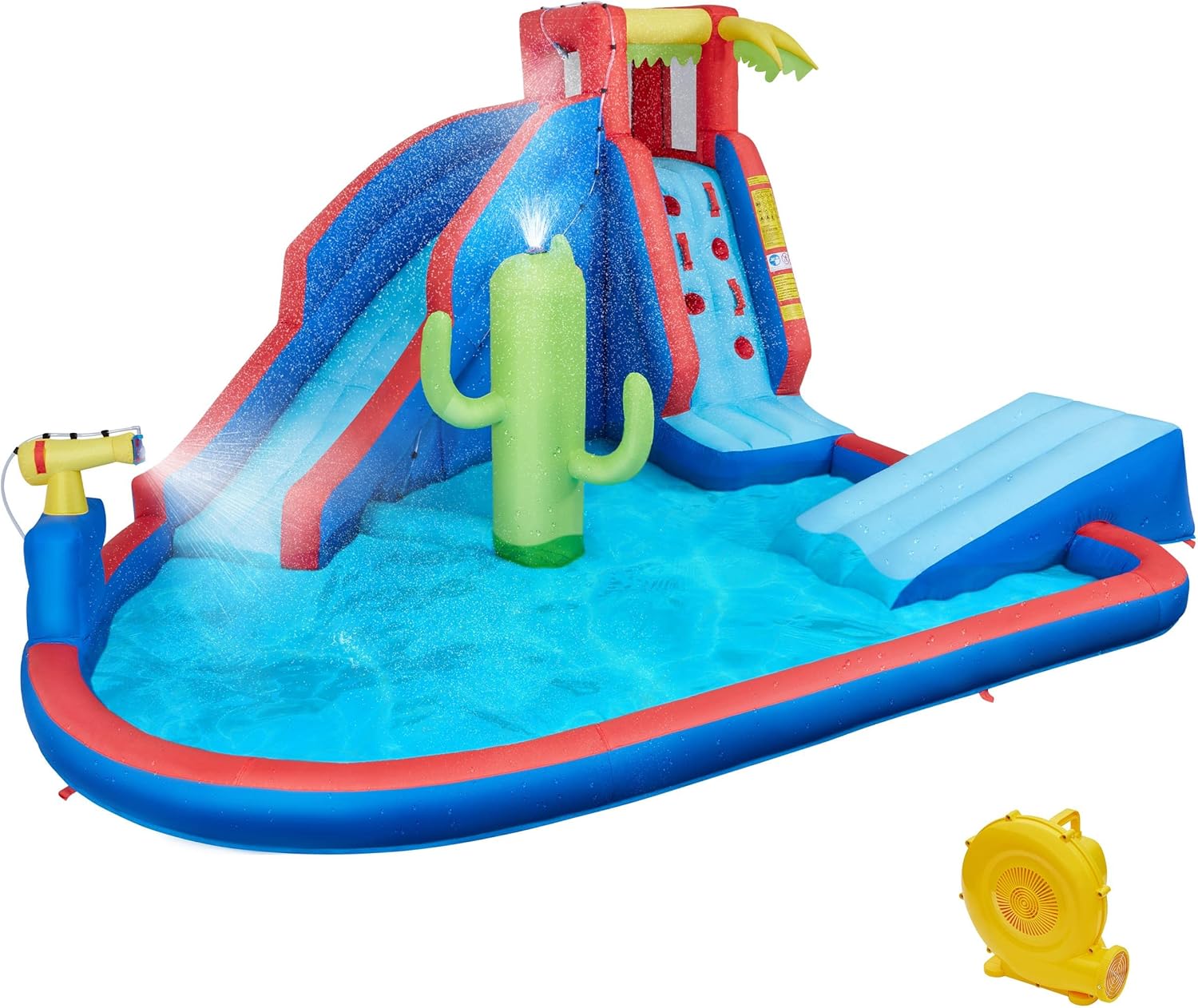 Yaheetech Inflatable Bounce House, Blow Up Water Slide Park Castle for Kids Aged 3-10 w/Splash Pool, Water Cannon
