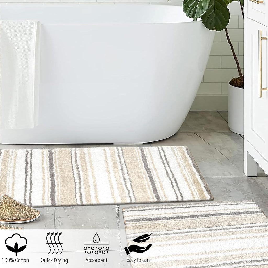 Maui Bath Mat, Set of 2 Bath Rugs (17 Inches x24 Inches & 21 Inches x34 Inches) | Non Slip Bathroom Rug, Machine