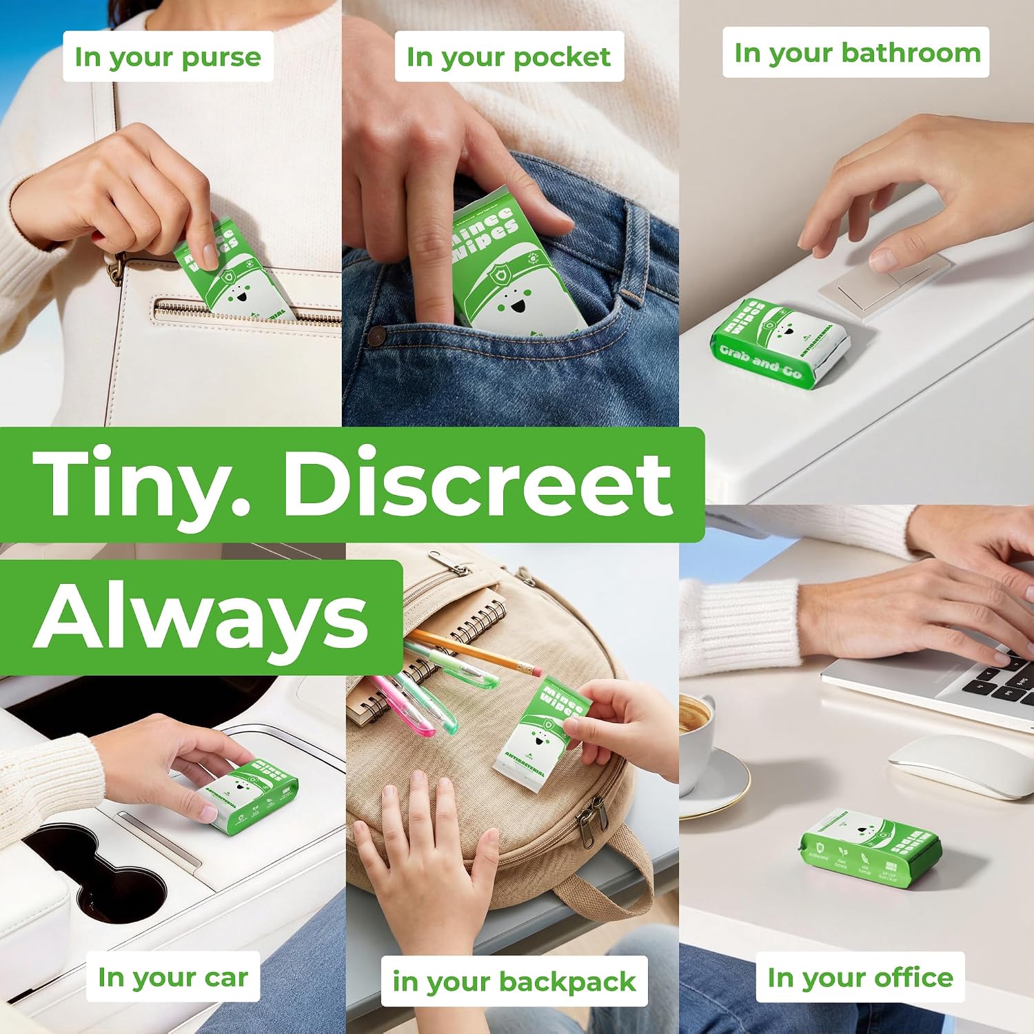 Impossibly Compact Travel Antibacterial Wipes Hand Sanitizer - 99% Water and Aloe - Safe for Sensitive Skin, Hand