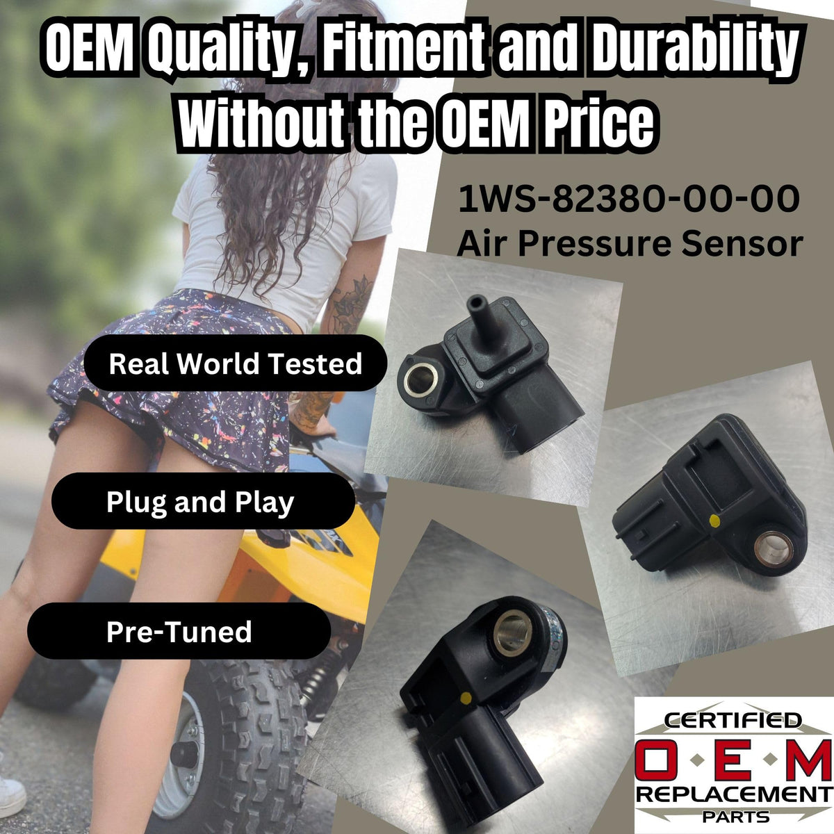(2025 Updated Version) Certified OEM Replacement Part 1WS-82380-00-00 MAP Air Pressure Sensor 100% Guaranteed for Yamaha Bikes/Snowmobiles/ATV/utv Real World USA Tested