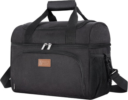 Insulated Cooler Bag, Large Leakproof Beach Cooler, Lightweight Portable Double Layer Soft-Sided Travel Ice Chest for