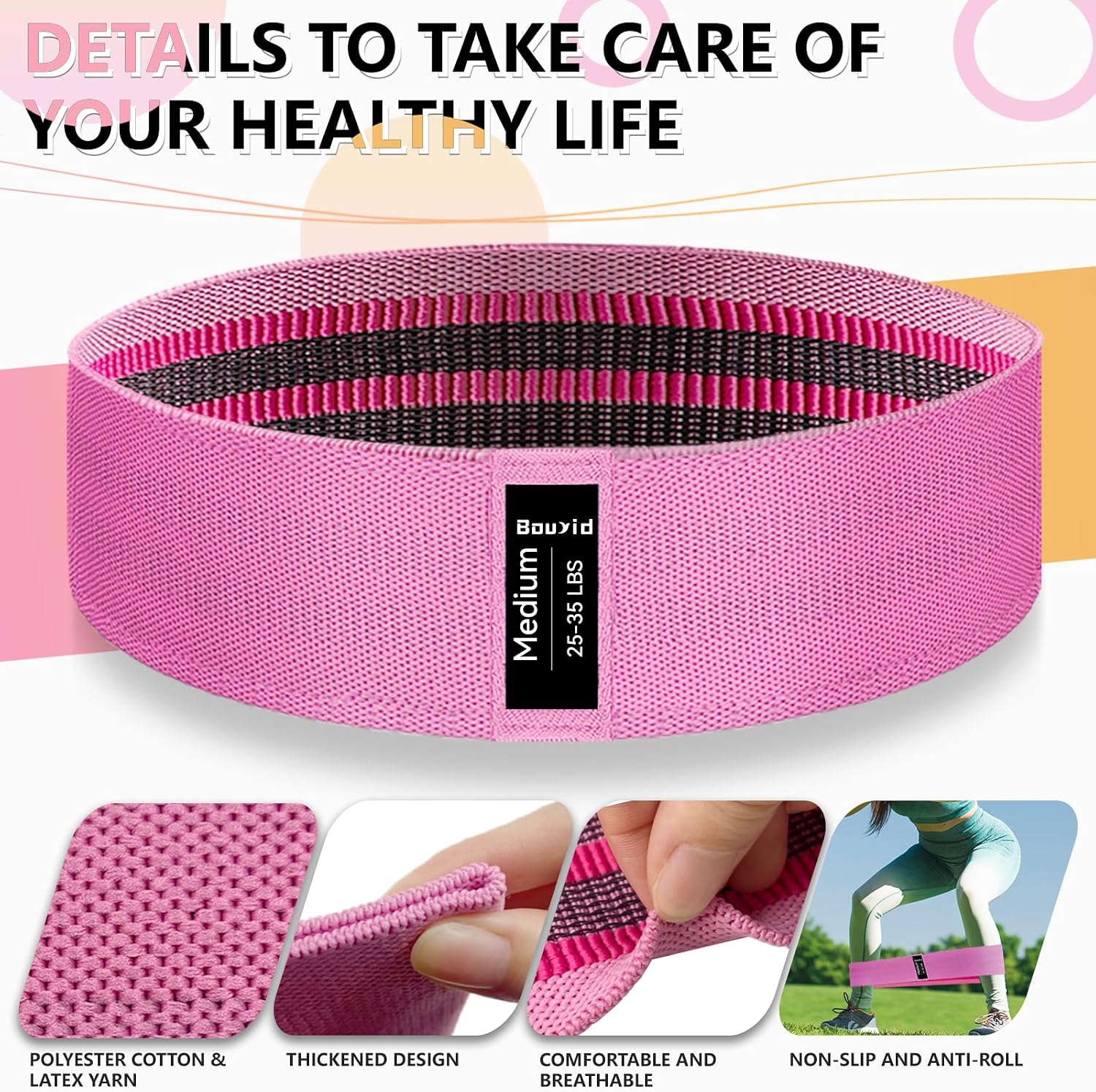 Resistance Bands for Working Out, 4 Levels Exercise Bands for Women & Men, Elastic Workout Band for Physical Therapy