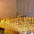 LED Icicle Lights, 8 Modes, 13FT 96 LEDs Christmas Short Curtain Fairy Hanging Ceiling Extendable Lights for Wedding