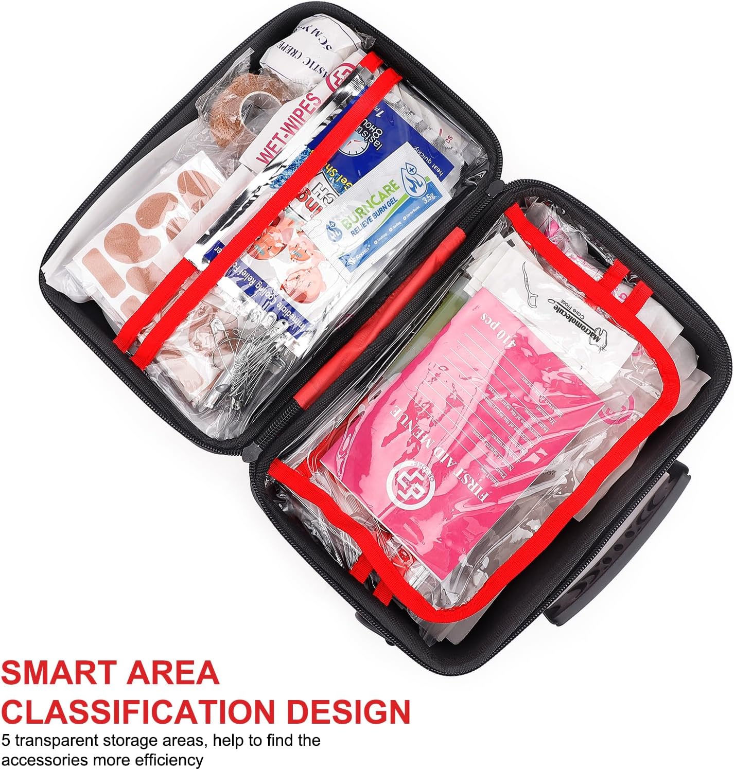 410 Piece Waterproof Hard Shell First Aid Kit for Home, Car, Travel, Camping, Truck, Hiking, Sports, Office, Vehicle