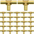 25 Pack 1/2" PEX Fittings, PEX Tee Fittings, Brass PEX Fittings