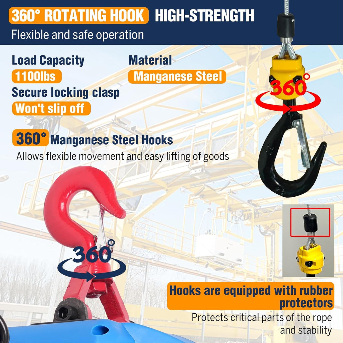 3-in-1 Electric Hoist Winch,1500lb Capacity