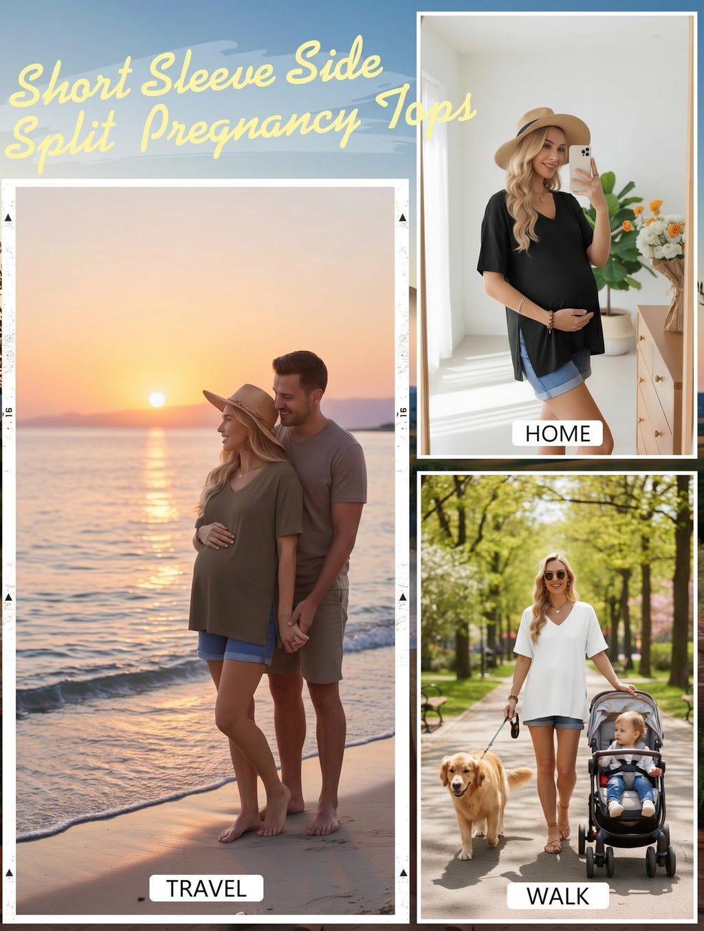 Maternity Shirts Loose Short Sleeve Tunic Pregnancy Clothes M
