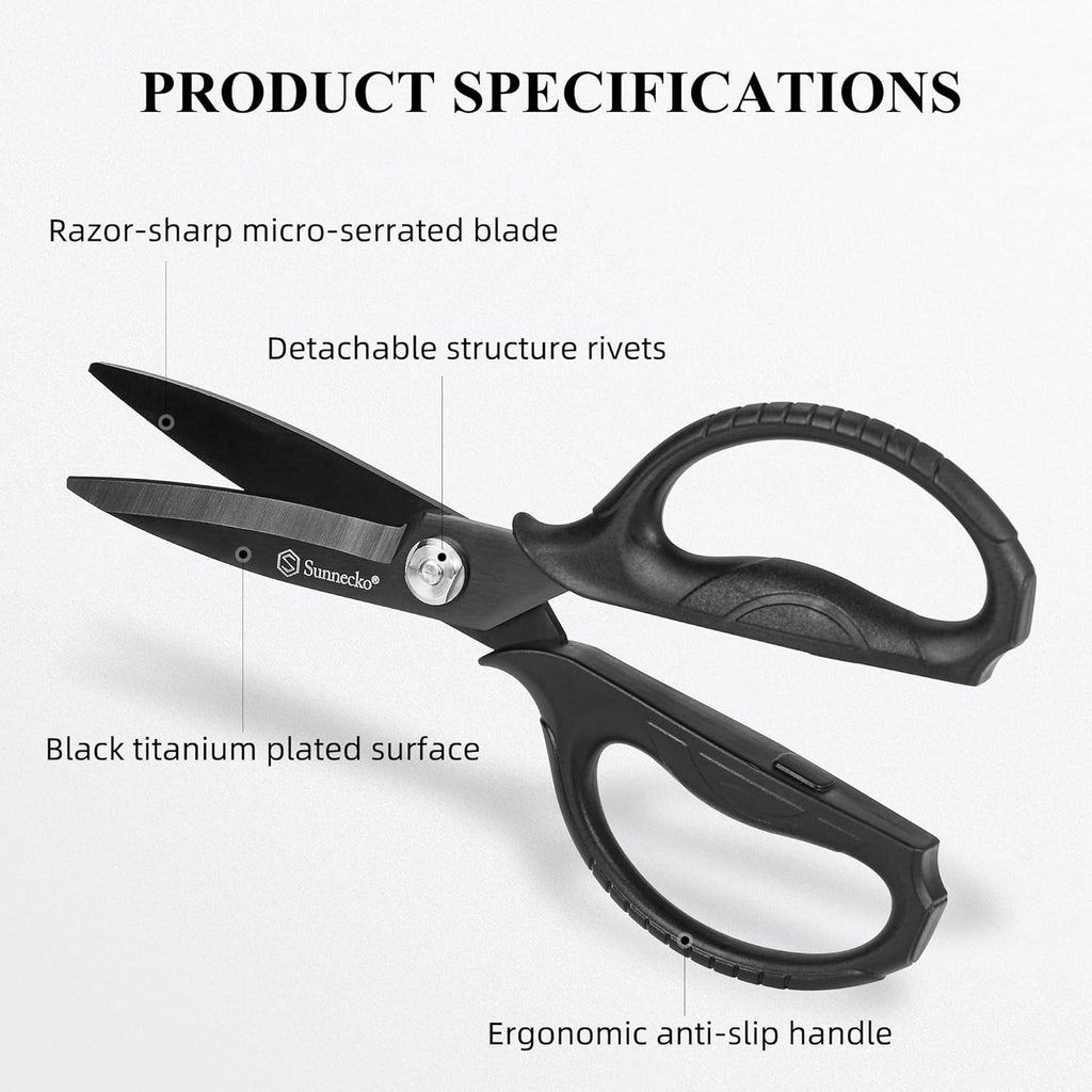 Kitchen Scissors All Purpose Heavy Duty Scissors Titanium Coated, Kitchen Shears for Food, Micro Serrated with