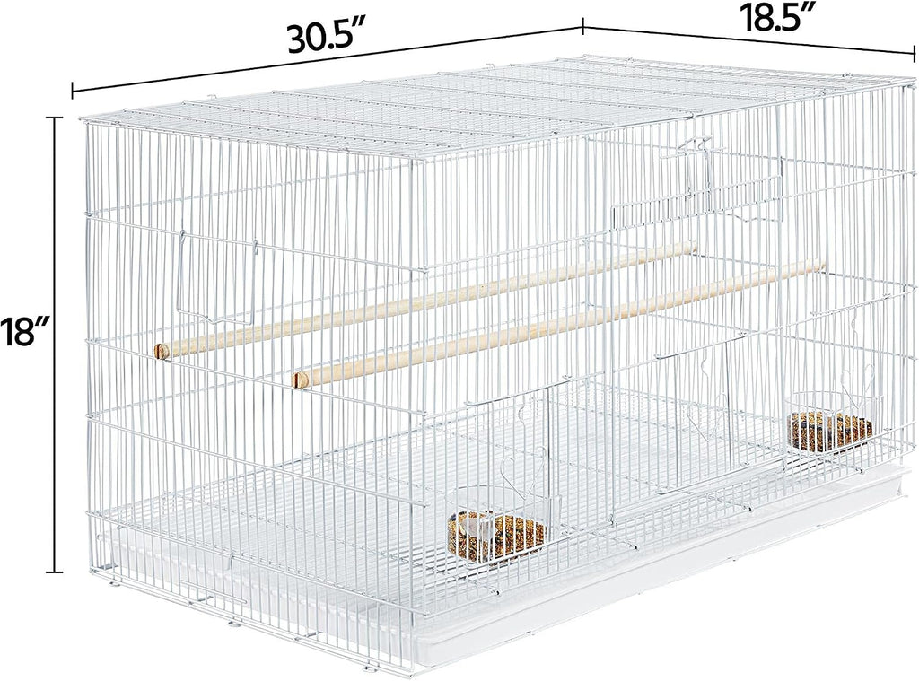 30-inch Flight Bird Cage for Parrots Finches Budgies Cockatiels Parakeets Lovebirds Canaries with Slide-Out Tray, White