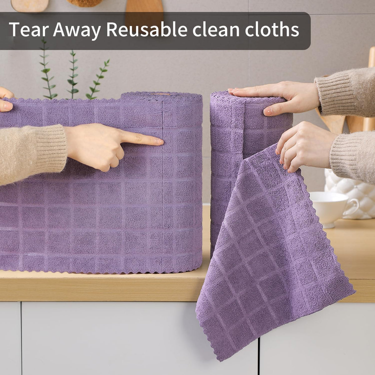 80 Pack Microfiber Cleaning Cloth Roll,Lint Free Rags Paper Towels & Tear Away Reusable Towels,Washable Shop