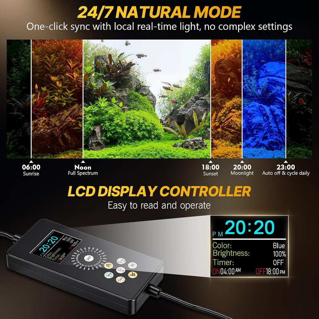 Clip on Aquarium Light for Plants, 6 Row LED Brightness, 18W