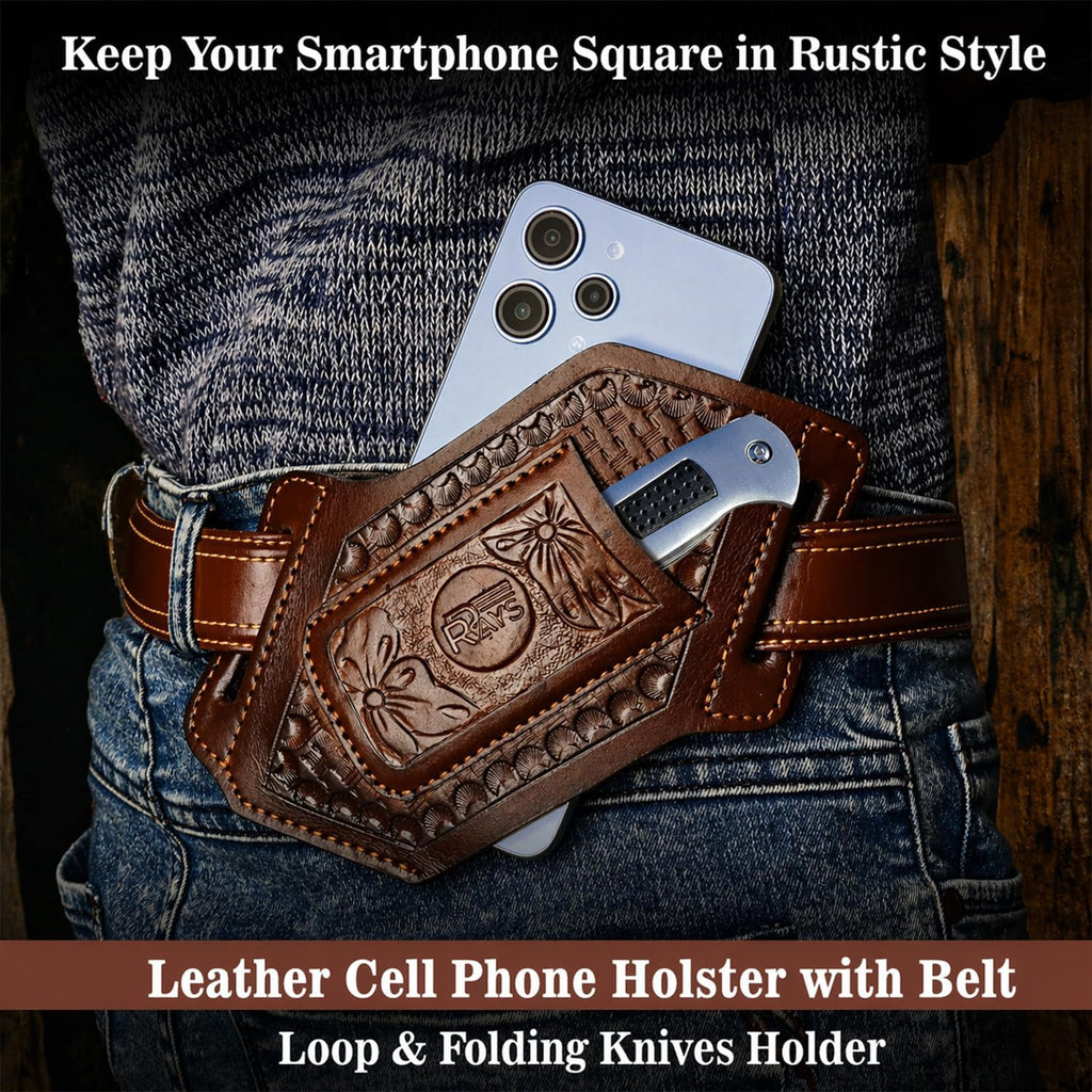 Leather Knife Sheath for Belt Pocket Folding Knife Holder Compact Draw Knifes Carrier EDC Tools Holster