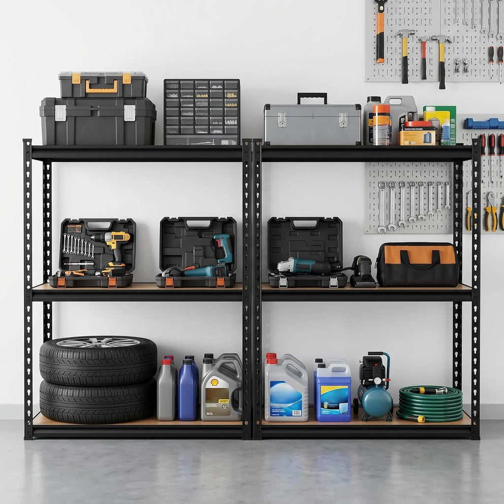 3-Tier Storage Shelving Unit, 36" W x 18" D x 36" H, Carbon Steel Utility Shelves, 1500 lbs Load Capacity, Adjustable