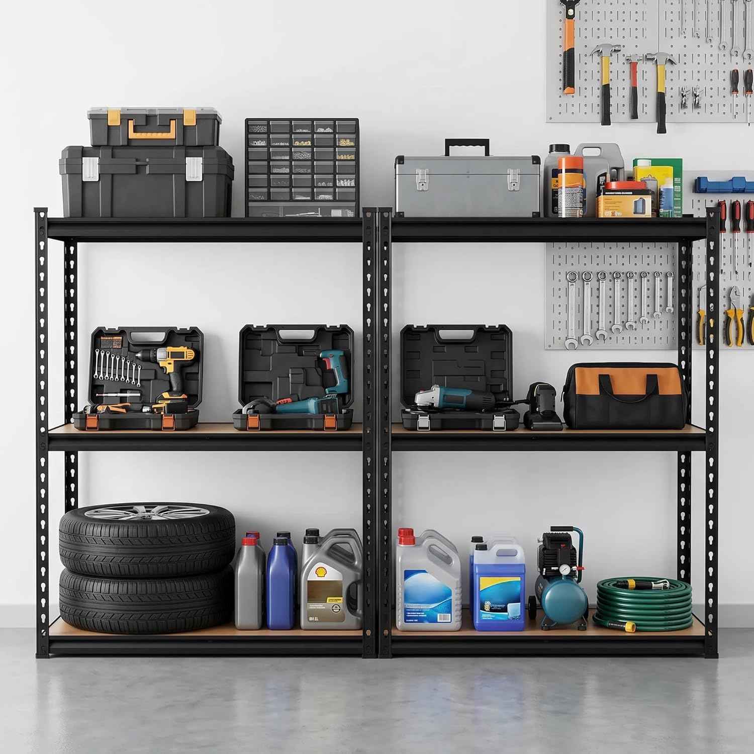 3-Tier Storage Shelving Unit, 36" W x 18" D x 36" H, Carbon Steel Utility Shelves, 1500 lbs Load Capacity, Adjustable