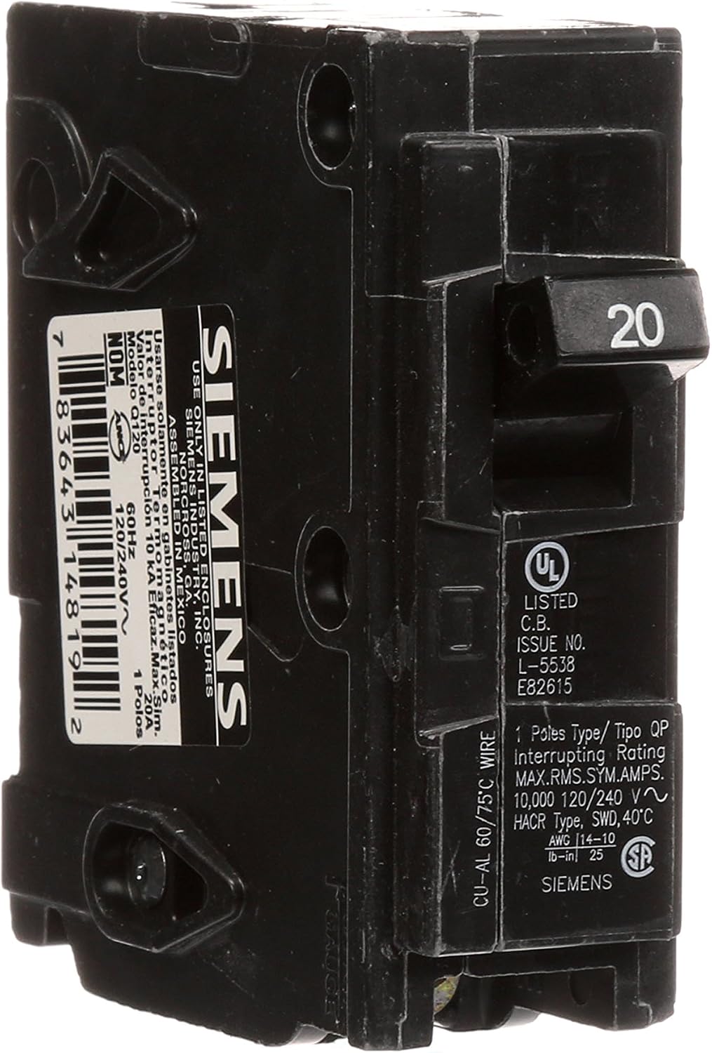 Siemens Q115 15-Amp and Q120 20-Amp Single Pole Type QP Circuit Breakers Bundle