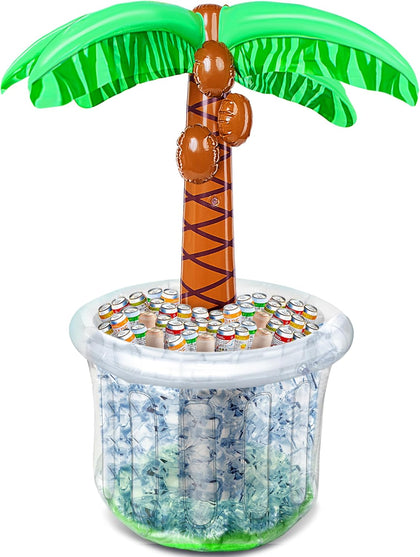 60" Inflatable Palm Tree Cooler, Beach Theme Decor, Pool Party Decorations, Luau Hawaiian Birthday Party Supplies