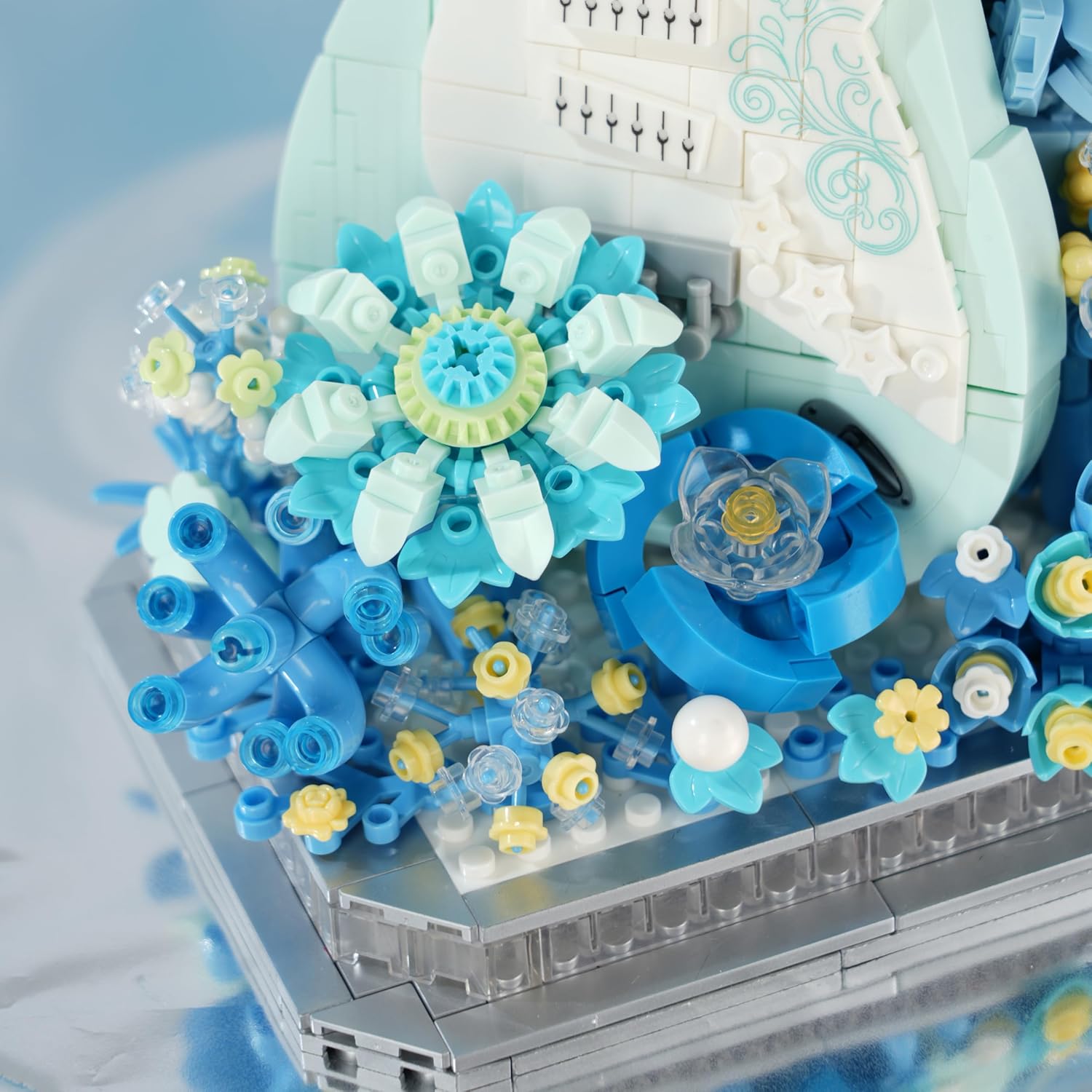 Flower Bouquet Guitar Building Blocks Set, 1125PCS Music Instruments Guitar Bricks Set, Gifts for Adults and Kids (bass)