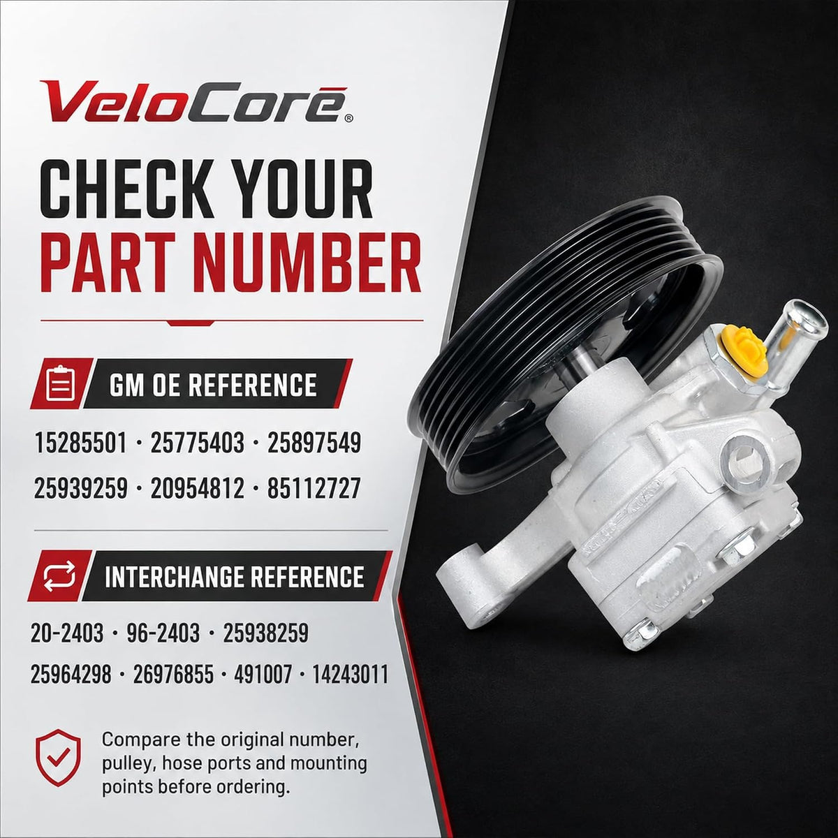 20-2403 Power Steering Pump With Pulley Compatible With GM 3.6L