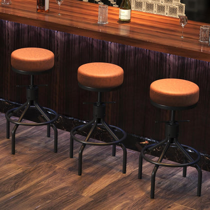 Industrial Bar Stools Set of 3 Adjustable Swivel Barstools Modern 28inch