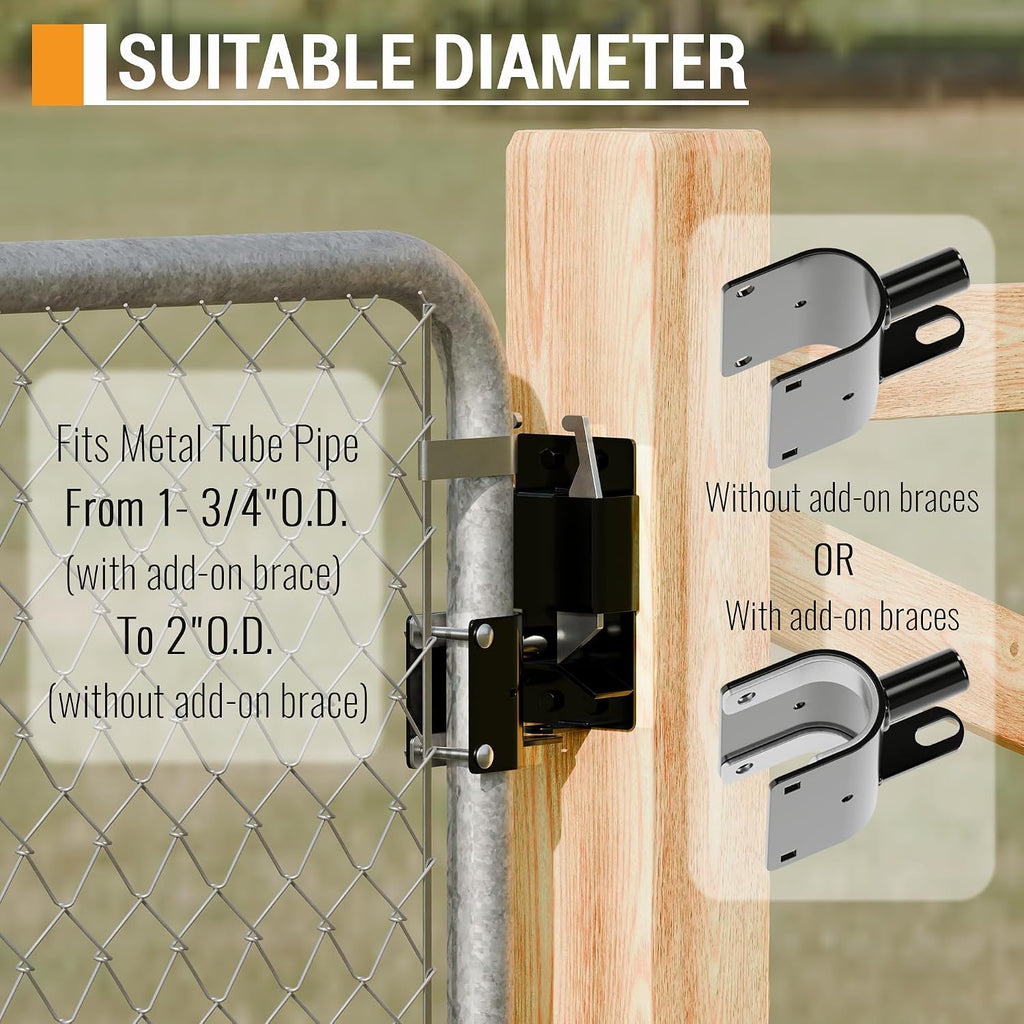 2 Way Farm Gate Latch Heavy Duty Lockable Livestock Gate Latch, 1 Pack
