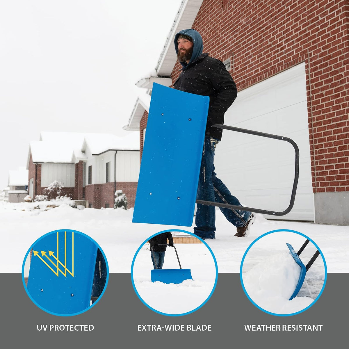 Snow Pusher, 42” Heavy Duty Snow Plow Shovel