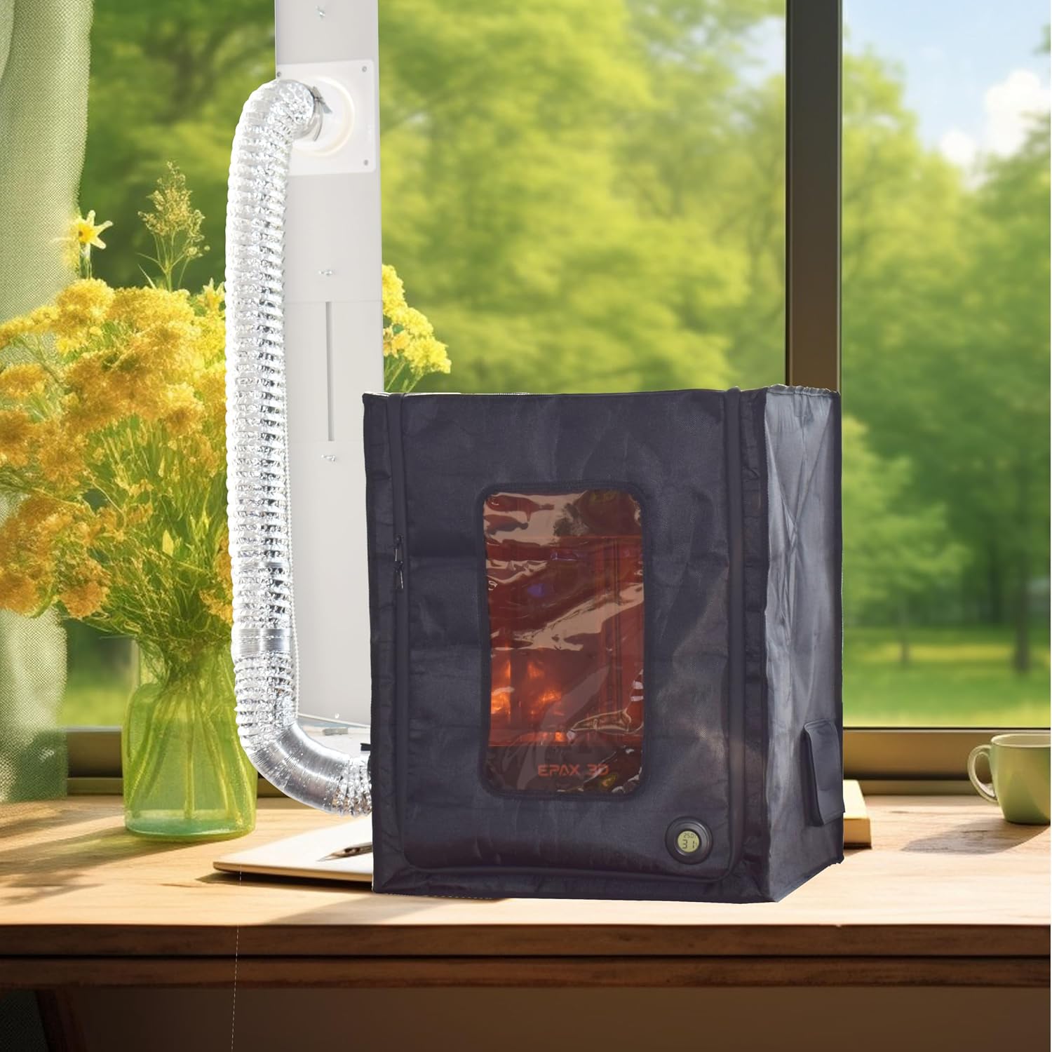 3D Printer Enclosure with Ventilation Kit & LED Lighting– Thermal Insulation Cover & Fume Extraction Tent for