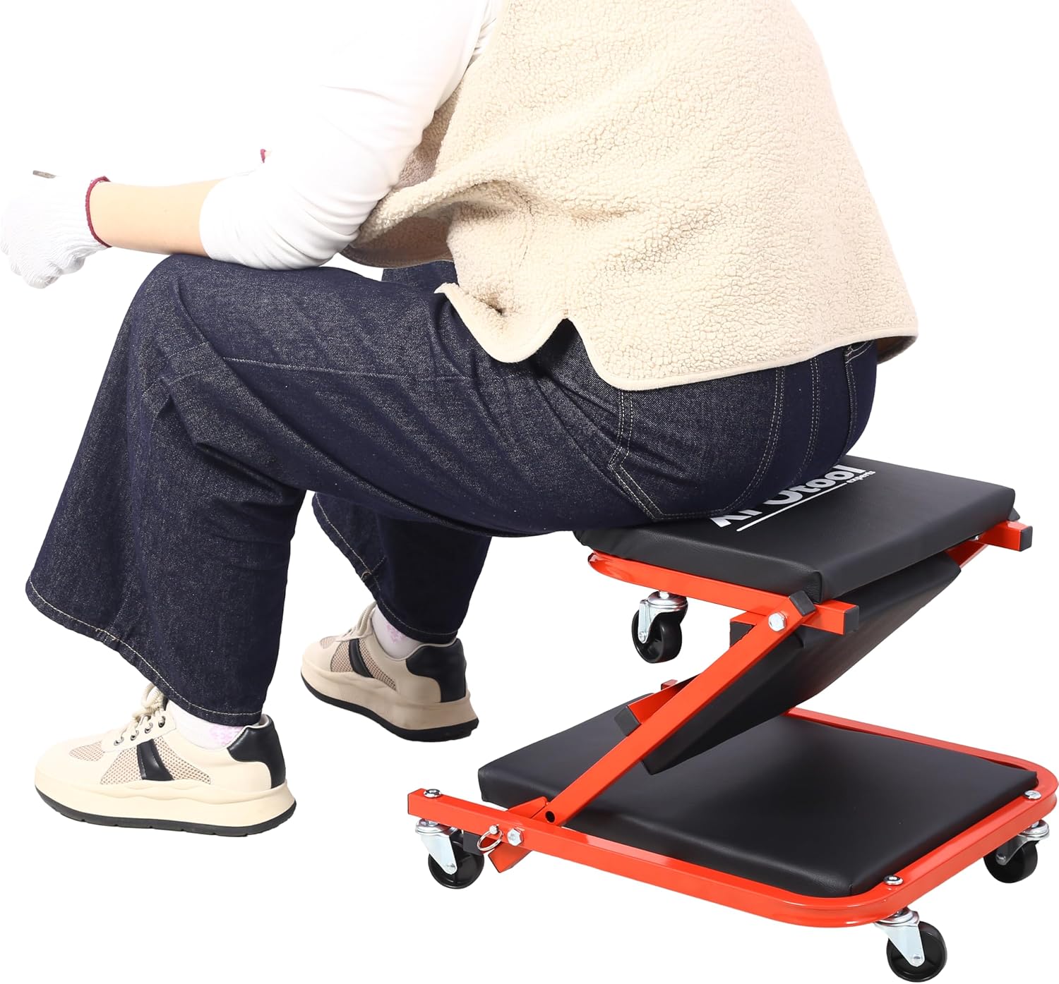 36" Z Creeper Seat – 2-in-1 Mechanic Creeper & Stool for Garage and Shop – 300 lbs Capacity, Low-Profile Rolling Seat