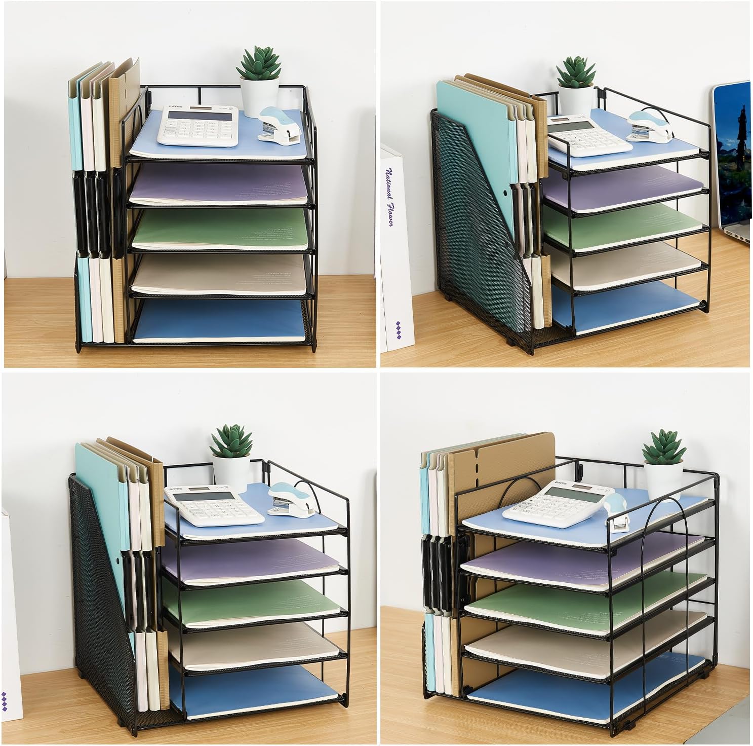 Desk Organizers and Accessories, 5-Tier Paper Letter Tray Organizer with File Holder, Desktop Organizer for Office
