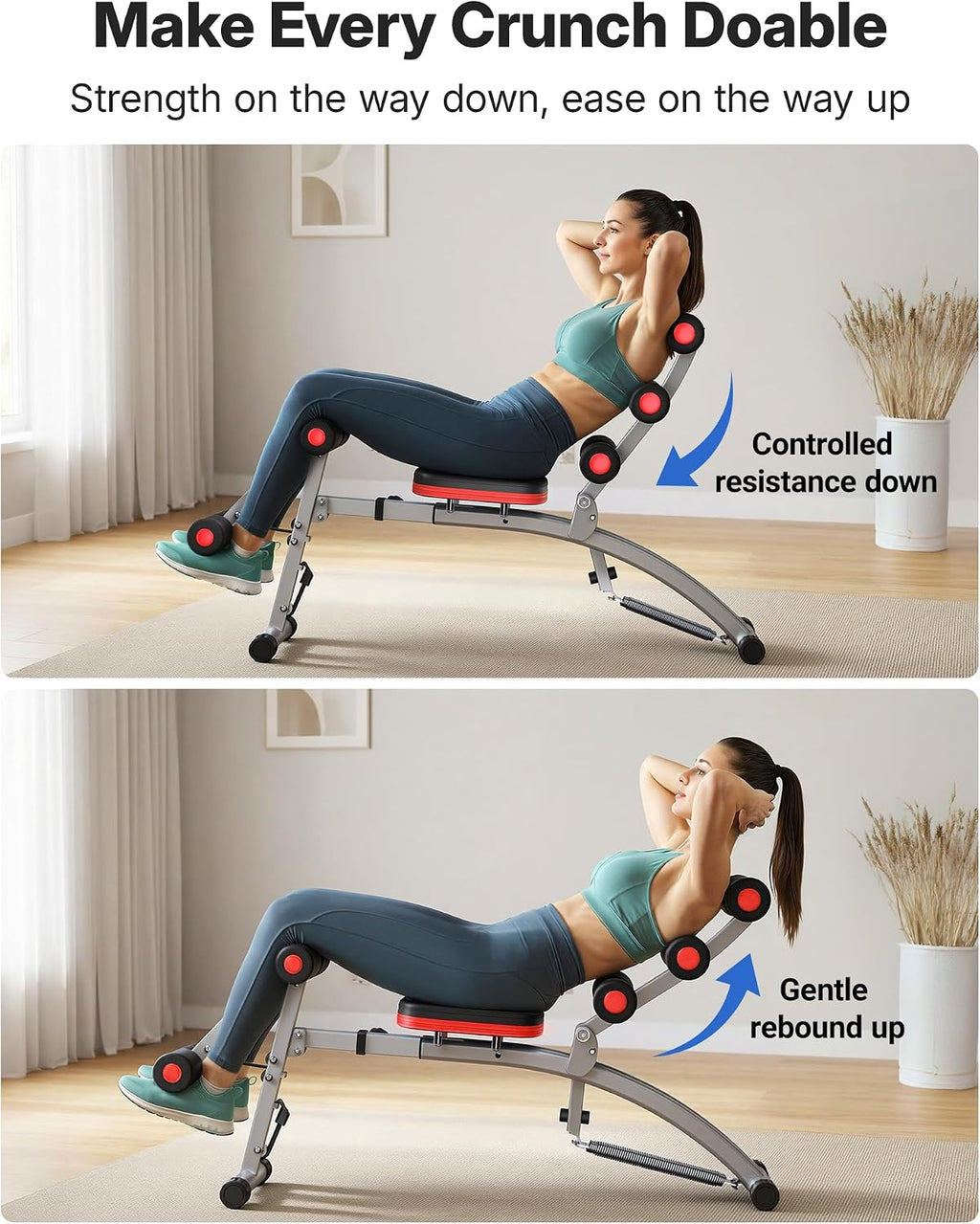 Ab Machine, Adjustable Ab Trainer, Sit Up Exercise Equipment 300LBS | Multi-Functional Adjustable Ab Workout Bench