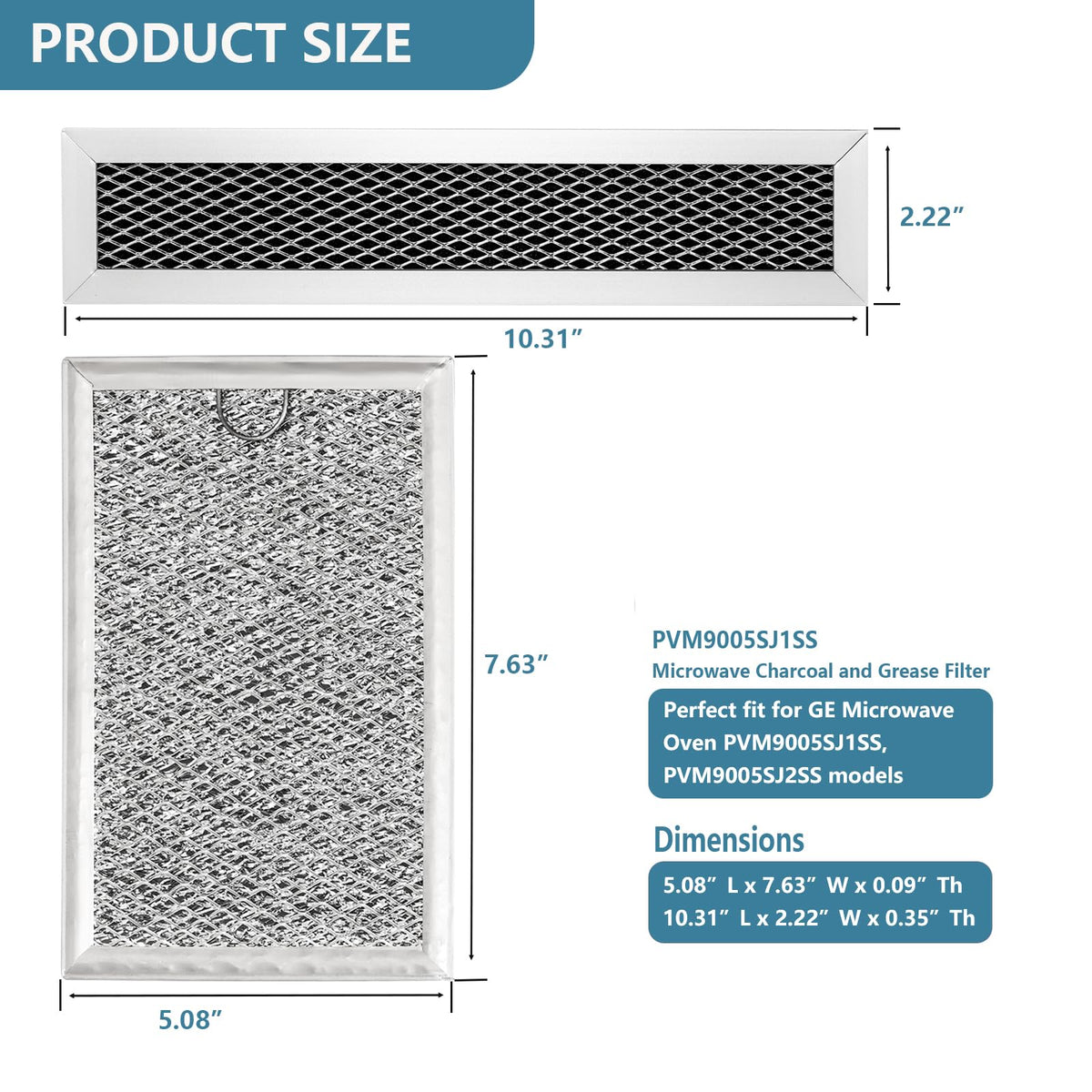 PVM9005SJ1SS Microwave Charcoal & Grease Filter Replacement for GE 3 Pack