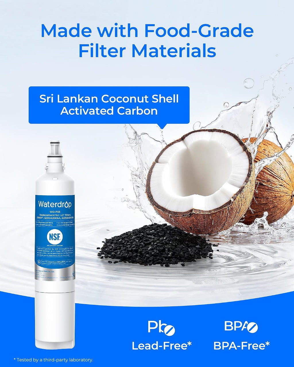 Waterdrop LT600P Refrigerator Water Filter Replacement for LG 5231JA2006A