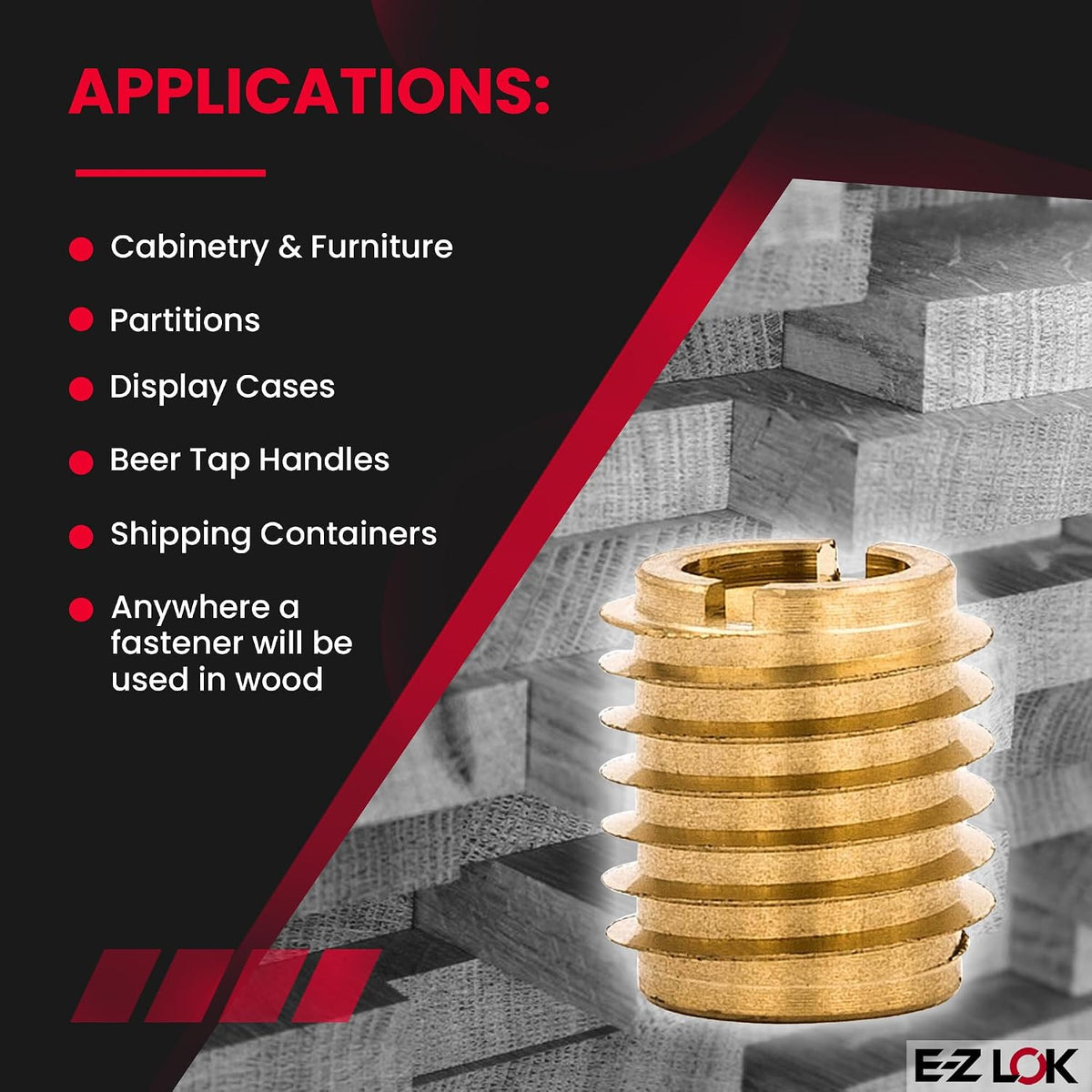 E-Z LOK Knife Thread Insert for Hard Wood, M5-0.8, 0.500 in, 10 ct