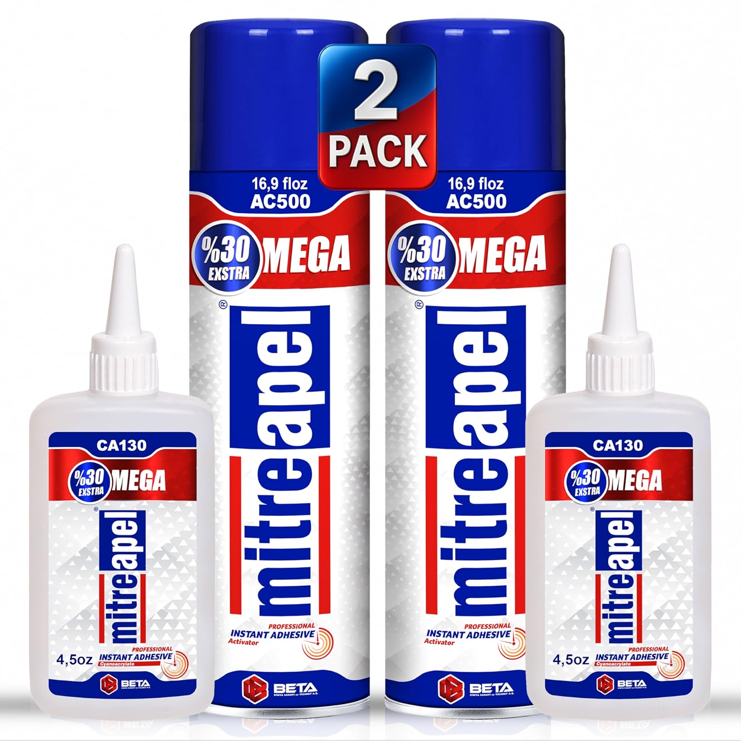 CA Glue with Activator (2x4.5 oz-2x16.9 floz)Instant Bond Professional Cyanoacrylate Adhesive and Super Glue