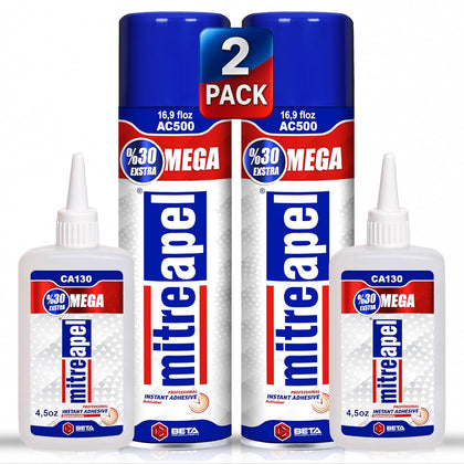 CA Glue with Activator (2x4.5 oz-2x16.9 floz)Instant Bond Professional Cyanoacrylate Adhesive and Super Glue